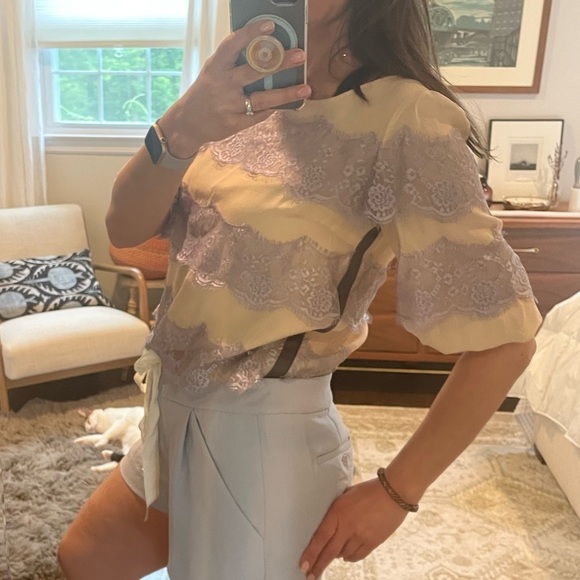 Olivine Gabbro Silk and Lace Blouse - Picture 11 of 11